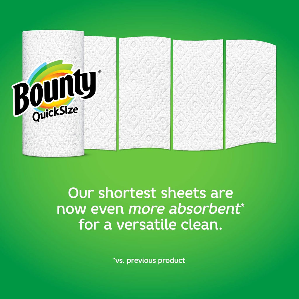 Bounty Quick Size Paper Towels, White, 8 Family Rolls = 20 Regular Rolls