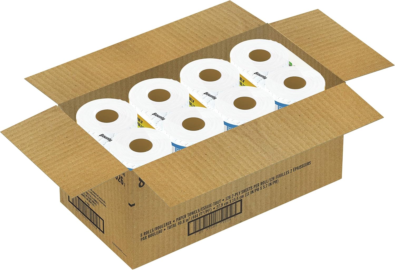 Bounty Quick Size Paper Towels, White, 8 Family Rolls = 20 Regular Rolls