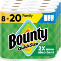 Bounty Quick Size Paper Towels, White, 8 Family Rolls = 20 Regular Rolls